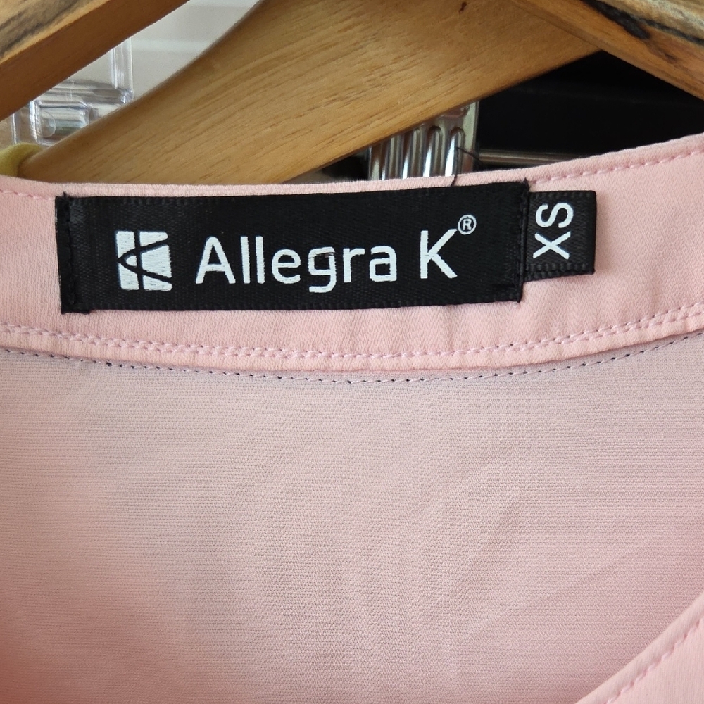 Allegra K Pink Sleeveless Ruffle Blouse with Black Tie - Picture 7 of 7